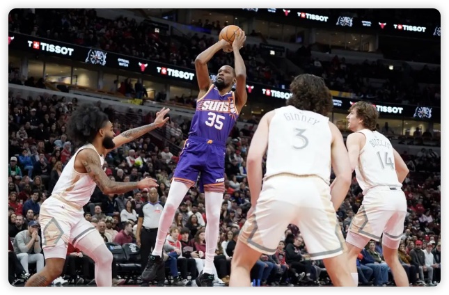 杜蘭特27+11吉迪24+10 太陽121-117險(xiǎn)勝公牛