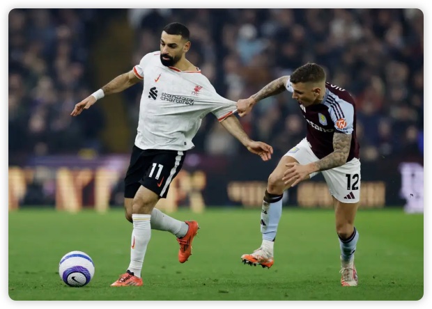 薩拉赫傳射建功阿諾德破門 利物浦2-2維拉8分領(lǐng)跑